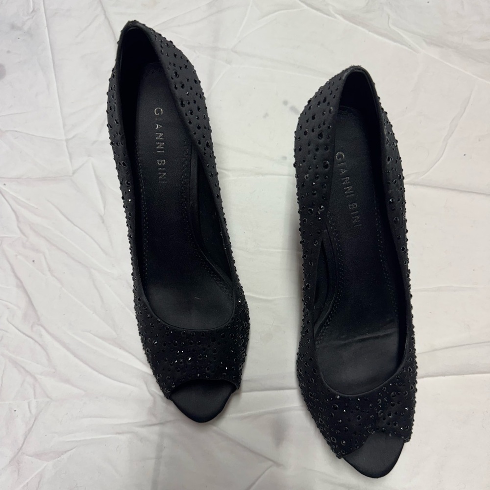Gianni Bini Studded Black Peep-Toe Heels